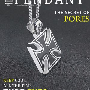 จี้กางเขนแบบไม่ซีดจาง สแตนเลส 316L ไทเทเนียมสตีลเคลือบเอนาเมลสไตล์วินเทจ สร้อยคอจี้กางเขนแฟชั่นสำหรับผู้ชาย - Product Image 5