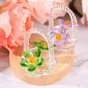 Crystal Glass Flower <b>Basket</b> Ornament Cut Glass Figurine Home Decoration Gift - Product Image 3