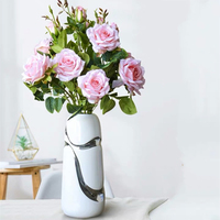 Vase en céramique plaqué argent blanc de mode nordique moderne décoration de la maison vases à fleurs hydroponiques pour mariage et décoration intérieure