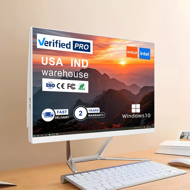 Factory Price 23.8 Inch IPS LCD All-in-one PC Intel Core I3 1080p Home Use Desktop with SSD+HDD Storage Windows 10/11