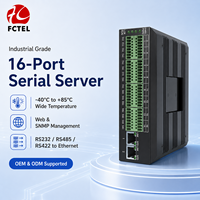 Server Serial 16 Saluran Kelas Industri DIN Rail 16 Saluran RS232 RS422 RS485 ke Dual 100M Ethernet dengan SSL MQTT SNMP
