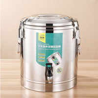 Contenedor de alimentos de barril aislado de doble pared de alta capacidad Cubo termo de acero inoxidable SUS 304 grueso con grifo