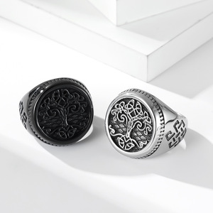 Nordic Celtic Tree Of Life <b>Titanium</b> Steel <b>Ring</b> For Men Steel Black Gift Jewelry - Product Image 1