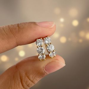 Pendientes de Aro Huggie Vintage con Diamante Tishya Cultivado en Laboratorio de 3Ct, Corte Brillante, EF VS, Oro Amarillo de 14K, para Mujer, Ideales para Fiestas - Product Image 4