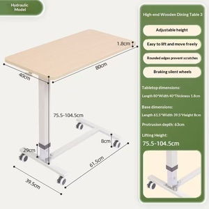 Portable Multi-function Adjustable Overbed Bedside Table With Wheels for Home and Hospital - Product Image 2