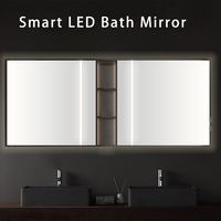Armoire de toilette en verre personnalisable avec miroir mural, rangement, éclairage LED, anti-buée, interrupteur tactile, design scandinave