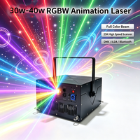 Projecteur laser de scène à animation RGB 30W pour contrôle par application, système de spectacle graphique ILDA DMX, mariage, club, concert, IP33
