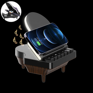 15W Mini Xách Tay Retro Loa Không Dây <span class=keywords><strong>LED</strong></span> Ánh Sáng Ban Đêm 3-Trong-1 Tiếng Ồn Trắng Máy Sạc Không Dây Cho iPhone 15/14Pro Trắng - Product Image 1