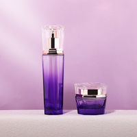 Emballage cosmétique bouchon acrylique octogonal pot de crème violet bouteille en verre 30/50g 20/50ml huile sérum huiles essentielles soins de la peau
