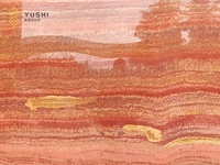 Marbre YUSHI couleur vive dalles de marbre travertin rouge pierre naturelle panneau mural pour la décoration de comptoir