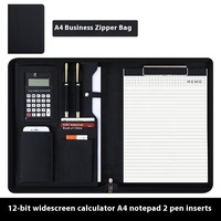 Carpeta de Negocios Multifuncional Azul Personalizada A4, de Cuero PU, con Doble Compartimento, Tablero de Escritura y Bolsillo con Cremallera