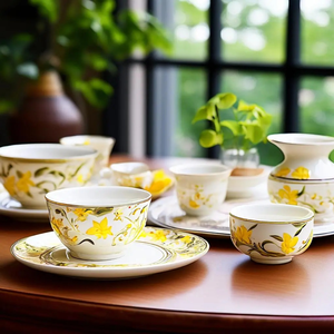 Juego de Vajilla de Porcelana con Diseño de Flores de Lirio, Personalización Completa, Belleza Exquisita, Estilo Romántico y Pastoral, Venta al por Mayor, Vajilla de Lujo - Product Image 1