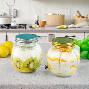 Miễn Phí Mẫu 280ml380ml480ml Cấp Thực Phẩm Lưu Trữ Lọ Thủy Tinh Với Kim Loại Nắp Cho Dưa Mật Ong Rau Salad Nho Hình <span class=keywords><strong>Mason</strong></span> Jar - Product Image 2