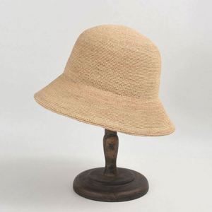Simple Casual Fine Hand Hook Raffia Straw Bucket Hat Women Summer Sun Shade <b>Sunscreen</b> Outdoor Sun Bucket Hat Straw Hat - Product Image 2