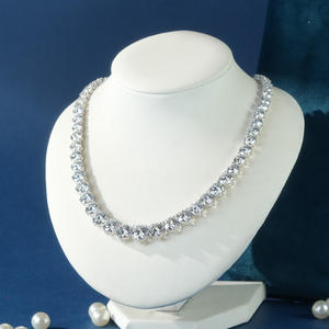 Collar de Cadena de Tenis con Diamantes Cultivados en Laboratorio, Corte Redondo, Clásico, de Oro Blanco de 14k, Personalizado para Compromiso o Boda - Product Image 2