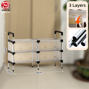 ชั้นวางเสื้อและรองเท้าหลายชั้น พร้อมผ้าคลุมกันฝุ่น ที่เก็บรองเท้าพร้อมตะขอ สำหรับตู้เสื้อผ้า ทางเข้าบ้าน ห้องนั่งเล่น - Product Image 6