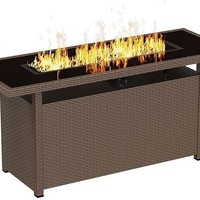 Brasero extérieur au gaz de 57 pouces, 60 000 BTU au propane, avec grand plateau en verre trempé et couvercle amovible