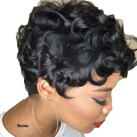 Perruques 100% Cheveux Humains, Perruques Courtes Bob Africaines, Styles Brésiliens et Vietnamiens, Perruques Sans Colle, Vente en Gros Directe Usine