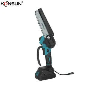 KONSUN Wholesale chain saw wood cutting machine Cordless Brushless Motor Mini Battery Chainsaw with two batteries