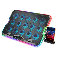 Refroidisseur d'ordinateur portable F15 en métal à refroidissement par air, avec éclairage RGB, écran intégré et support intégré pour téléphone/tablette – Design ultra-élégant