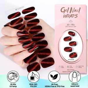 Waterproof Non-toxic 3D Cat's Eye Glitter <b>Gloss</b> Salon Quality Gel Polish Nail Strips HEMA Free UV Lamp Semi Cured Nail Wraps - Product Image 5