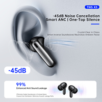 Écouteurs Bluetooth ANC à écran tactile en gros, 6 micros, suppression hybride du bruit, faible latence, stéréo HiFi
