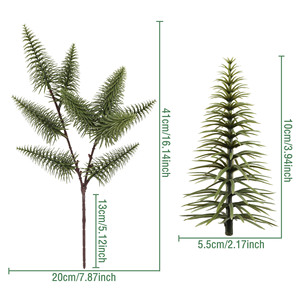 Branches d'aiguilles de pin artificielles de Noël, 8 pièces, vertes, en caoutchouc souple, résistantes aux UV, décoration de maison, ornement de couronne - Product Image 4