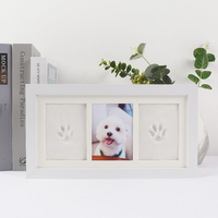 Cadre photo commémoratif pour empreintes de pattes de chat et de chien, ornements DIY avec tampon encreur pour empreintes de pattes, cadre en bois pour la maison et le bureau