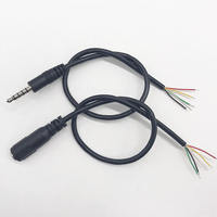 Câble audio auxiliaire 5 pôles 3,5 mm Jack vers extrémité ouverte 3,5 mm mâle Trrrs femelle 28awg 5 conducteurs blindés en aluminium 0,3 m