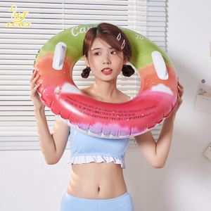 Bouée de natation gonflable Lcwj 70 cm, design dégradé arc-en-ciel pour adultes, utilisation en piscine et parc aquatique - Product Image 1