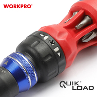 WORKPRO Clé à cliquet à verrouillage automatique à chargement rapide 12 en 1, 6 pièces, 1/4 po. Jeu de tournevis à embouts doubles en acier S2 à tige hexagonale