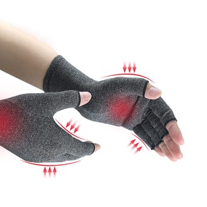 Sarung tangan kompresi Arthritis tembaga rami abu-abu sarung tangan Anti radang sendi sarung tangan pereda nyeri tangan bengkak dan terowongan karpal tanpa jari - Product Image 1