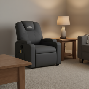 Dark Gray PU Leather Massage Recliner Chair Manual Operation Contemporary Design Living Room Furniture - Product Image 2
