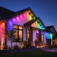 Lampes d'extérieur permanentes intelligentes RGB à piles pour la maison, lampe de gouttière, contrôle par application à distance pour fêtes, jours de match, balcon, toit