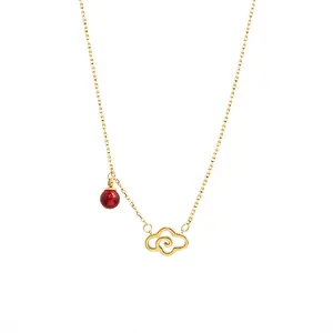 Collier avec pendentif en forme de nuage rouge, bijou Style chinois, en perles d'agate rouge, nouvelle collection, 2022
