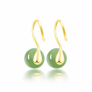 Boucles d'oreilles en jade Hetian naturel, incrustation en argent 925, style simple et tendance, bijoux pour femmes, cadeau avec certificat d'évaluation D855 - Product Image 3