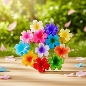 Fermaglio per capelli a due toni a forma di fiore a cinque petali da 7,5 cm, accessori colorati per capelli per donne e ragazze - Product Image 2