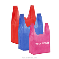 Venta al por mayor logotipo personalizado portátil supermercado no tejido camiseta compras chaleco bolsa