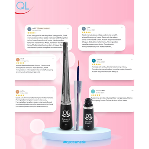 QL อายไลเนอร์กลิตเตอร์สีดำ ปากกาเขียนขอบตาแบบกันน้ำที่ได้รับการรับรองฮาลาล ให้สีดำเข้มข้นพร้อมประกายกลิตเตอร์ - Product Image 5