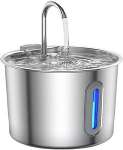 Distributeur d'eau pour animaux de compagnie OEM/ODM 2,2 L en acier inoxydable 304 écologique à débit automatique, motif uni, alimenté par batterie, portable pour chiens - Product Image 1