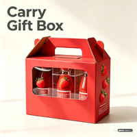 Caja de Regalo Portátil al por Mayor con Asa y Ventana para Jugo de Frutas, Embalaje de Papel para Botellas de Bebidas y Fresas