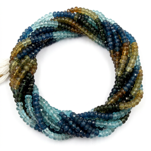 Cuentas facetadas de apatita natural multicolor en forma de rondelle de 4-6 mm, hebra de 14 pulgadas de largo - Product Image 1