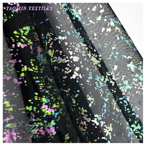 YX2039 Good Quality Camouflage Pattern Colorful Foil Print Tulle Fabric 30D Polyester Tulle