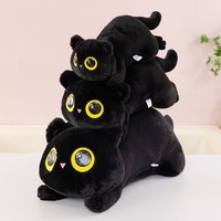 Peluche chat couché la plus vendue, coussin décoratif mignon, chat noir lesté en peluche, rembourrage en coton PP