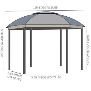ศาลาพักผ่อนกลางแจ้ง Db Outdoor Gazebo ขนาด 144x144 นิ้ว หลังคาสองชั้น มีมุ้งด้านข้าง สีเทา ดีไซน์ทันสมัย พร้อมผ้าม่านและไฟ LED เป็นตัวเลือกเสริม - Product Image 4