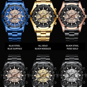 Montres pour hommes BINBOND S033, luxe, design creux, quartz, non mécaniques, étanches 30M, design creux tendance, classiques - Product Image 2
