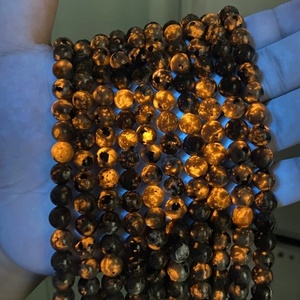 Accesorios de cuentas de piedra de llama natural Cuentas de bricolaje con brillo de Sol <span class=keywords><strong>Naranja</strong></span> Cuentas redondas Mineral crudo que comprende <span class=keywords><strong>jaspe</strong></span> de obsidiana de howlita - Product Image 6