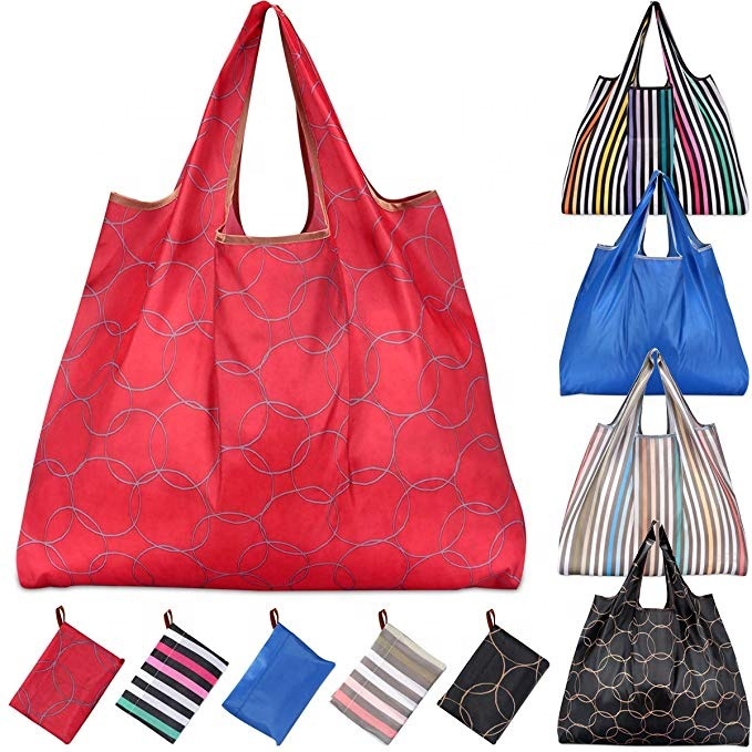Foldable Reusable Waterproof Nylon Shopping Tote