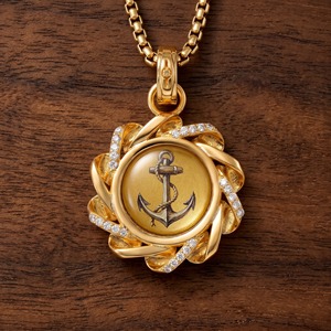 Amuleto de Ancla Náutica para la Estabilidad |   Colgante con Temática <span class=keywords><strong>Marina</strong></span> para Regalo de Navegación |   Joyería de Esmalte al por Mayor Eternal Halo - Product Image 1