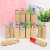 BECOL Vente en gros de 12 crayons de couleur miniatures de 3,5 pouces, ensemble de crayons de couleur pour enfants avec taille-crayon en tube pour les étudiants